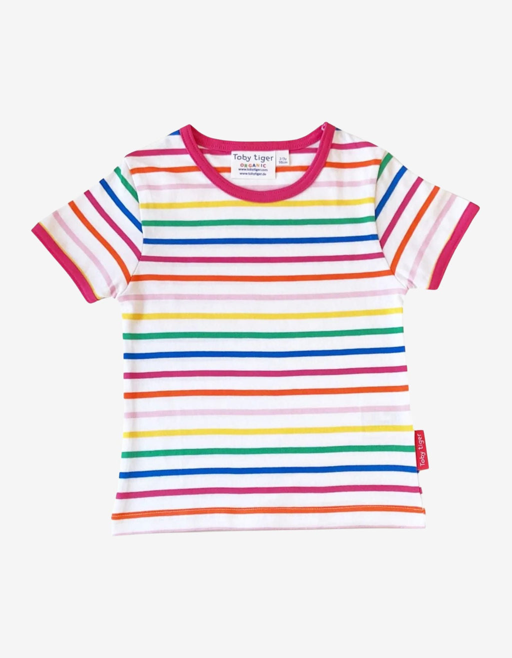 Organic Pink Rainbow Stripe Short Sleeve T-Shirt