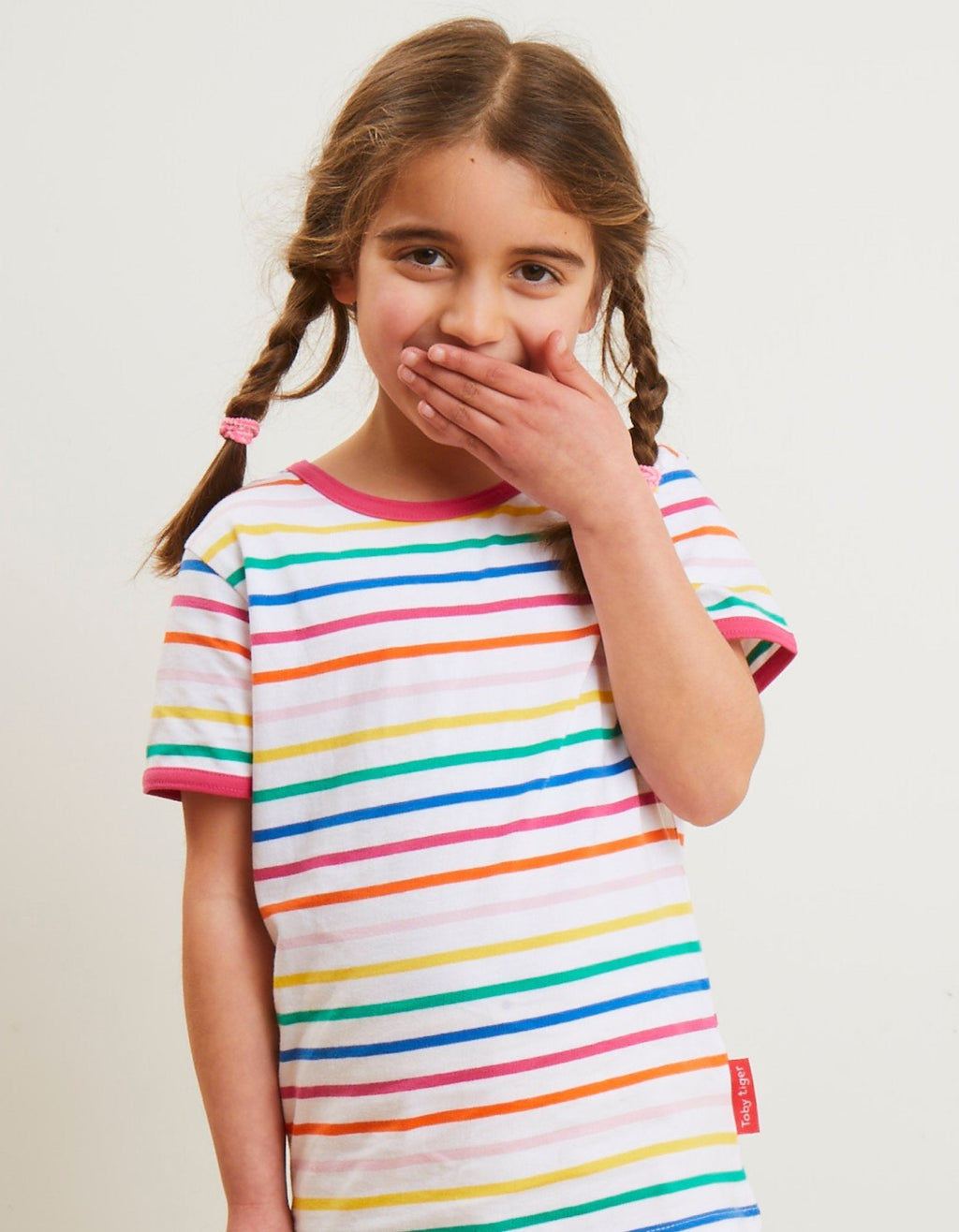 Organic Pink Rainbow Stripe Short Sleeve T-Shirt