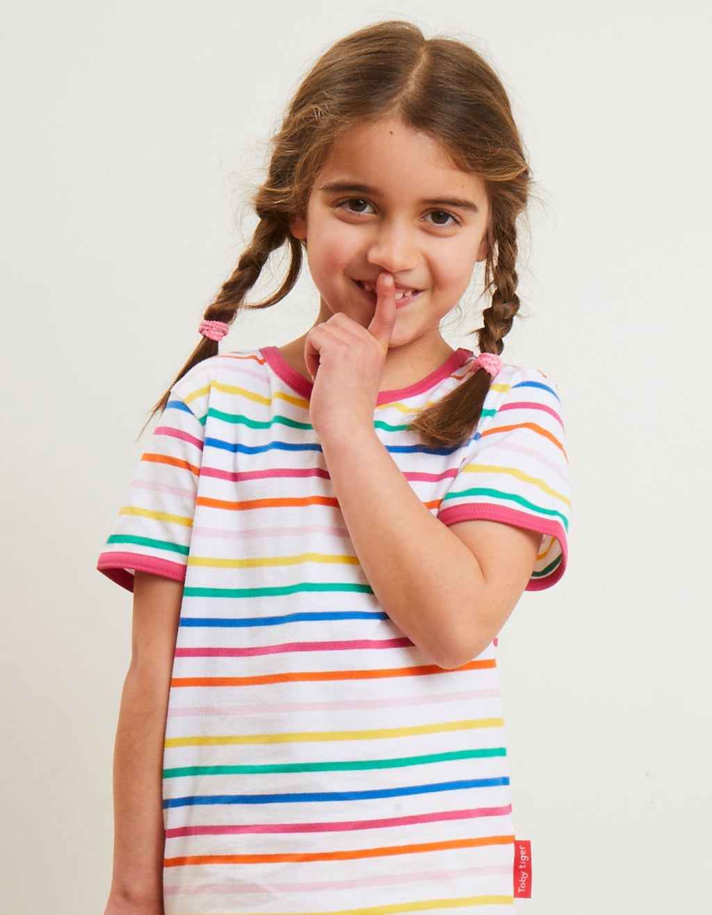 Organic Pink Rainbow Stripe Short Sleeve T-Shirt