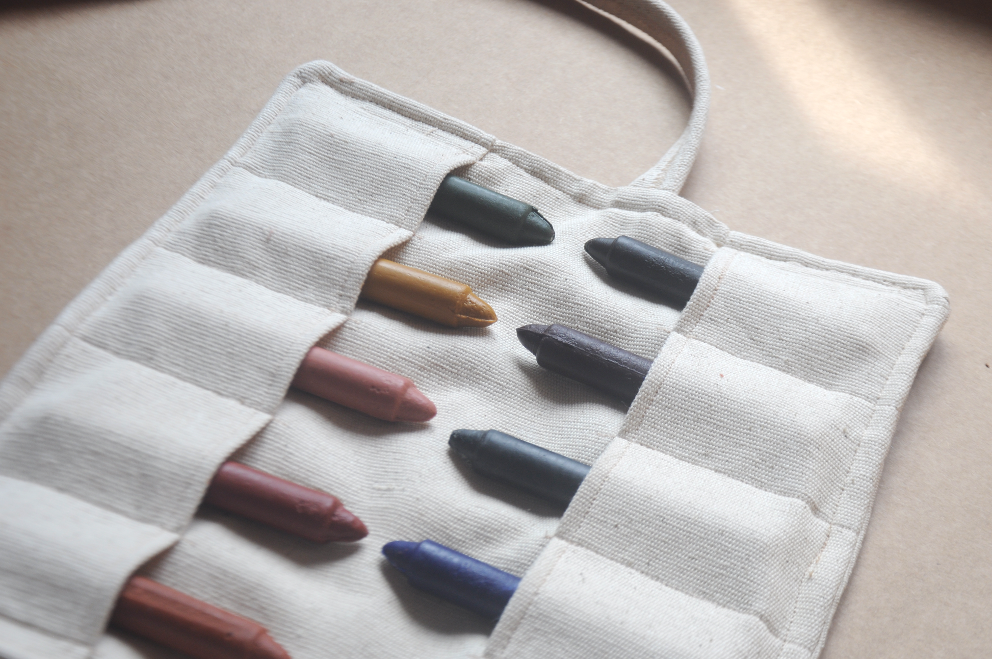 Natural Beeswax Crayons Artist Roll Set of 10