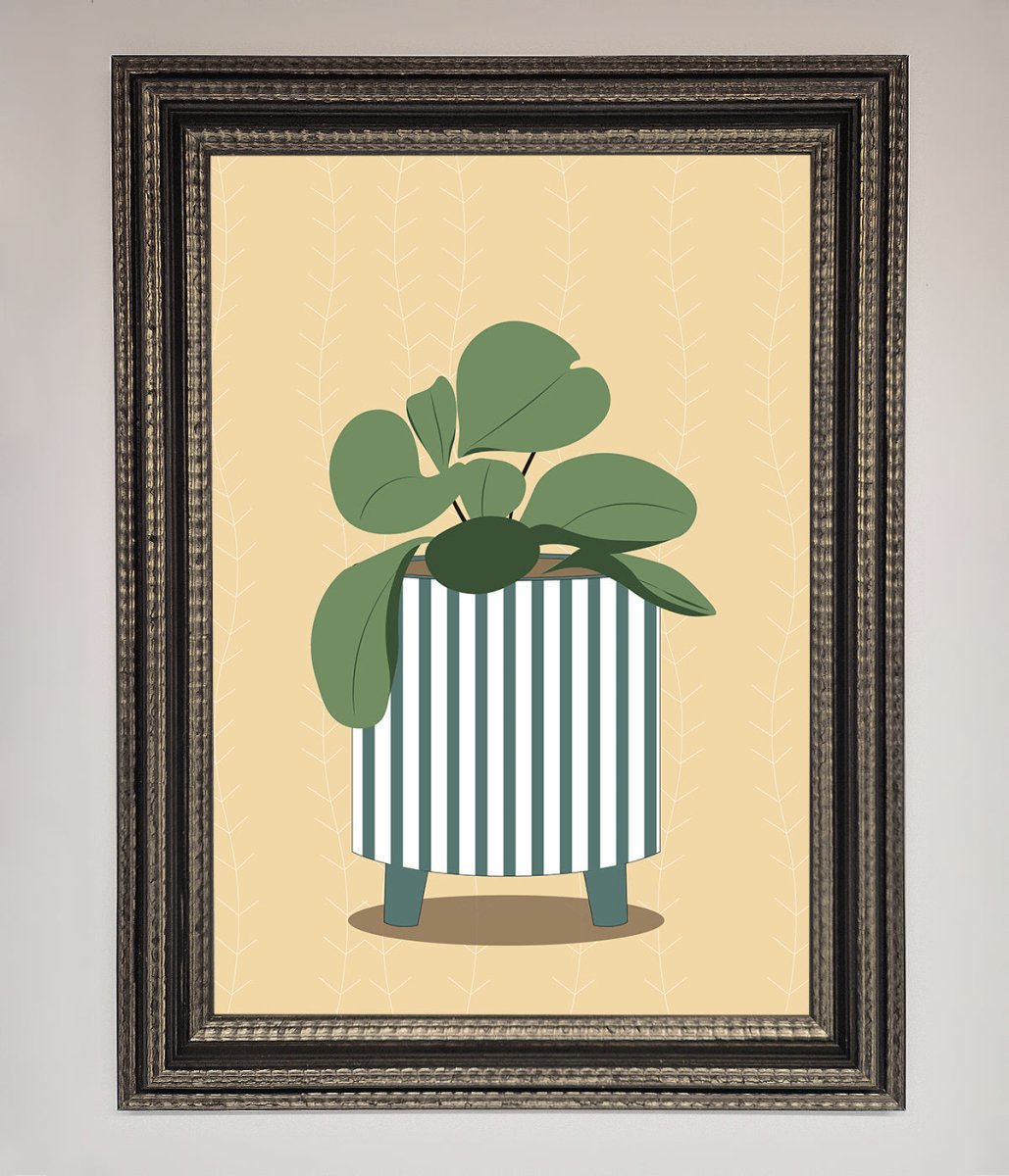 Striped Potted Plant Framed Wall Art