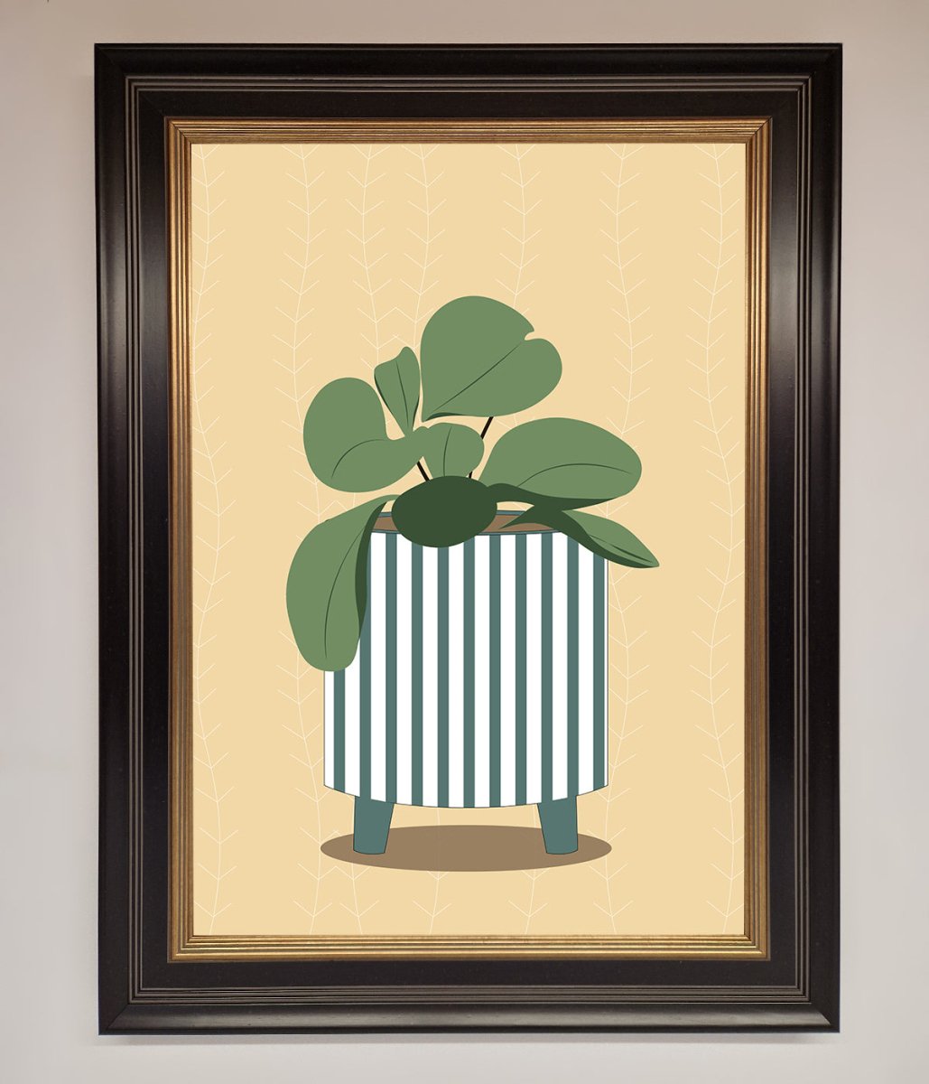 Striped Potted Plant Framed Wall Art