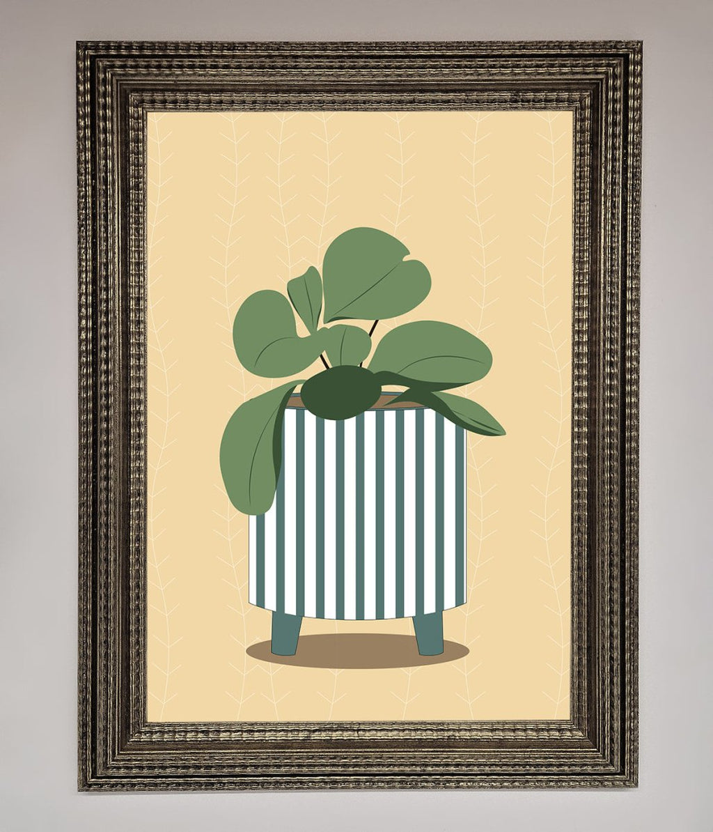 Striped Potted Plant Framed Wall Art