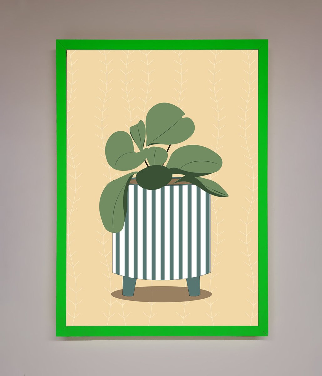 Striped Potted Plant Framed Wall Art