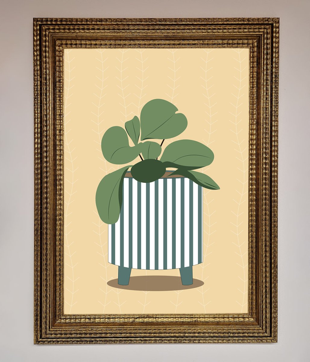 Striped Potted Plant Framed Wall Art