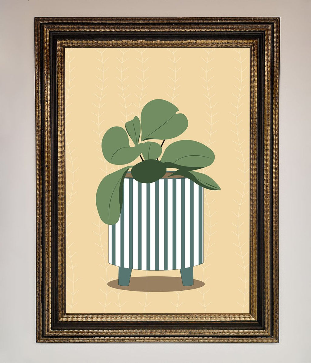 Striped Potted Plant Framed Wall Art