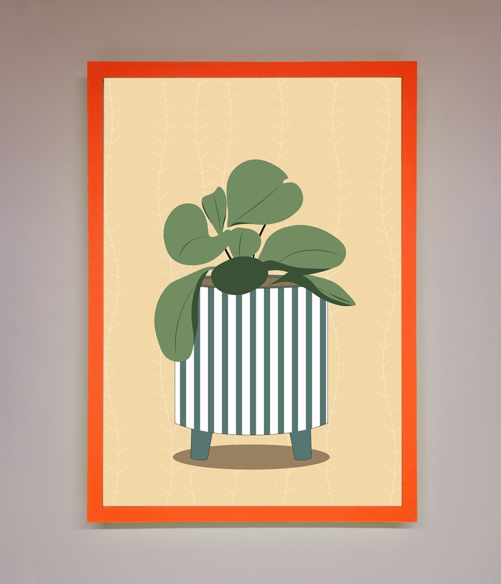 Striped Potted Plant Framed Wall Art