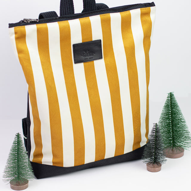 Striped Mustard Kids' Backpack – Stylish & Durable for Adventures by Muni at brixbailey.com