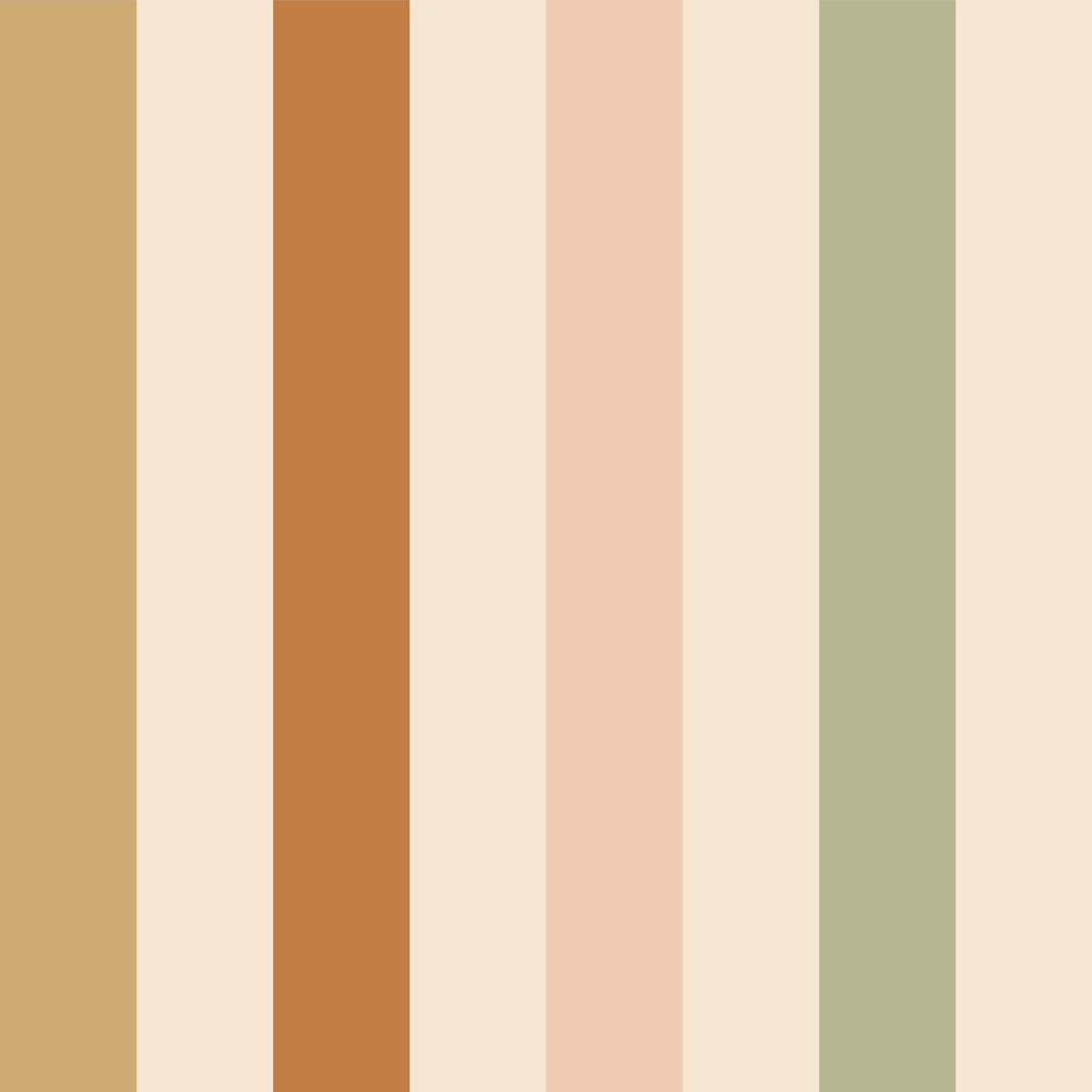 soft beige and cool-toned stripe wallpaper creating a serene and comforting ambiance in a nursery