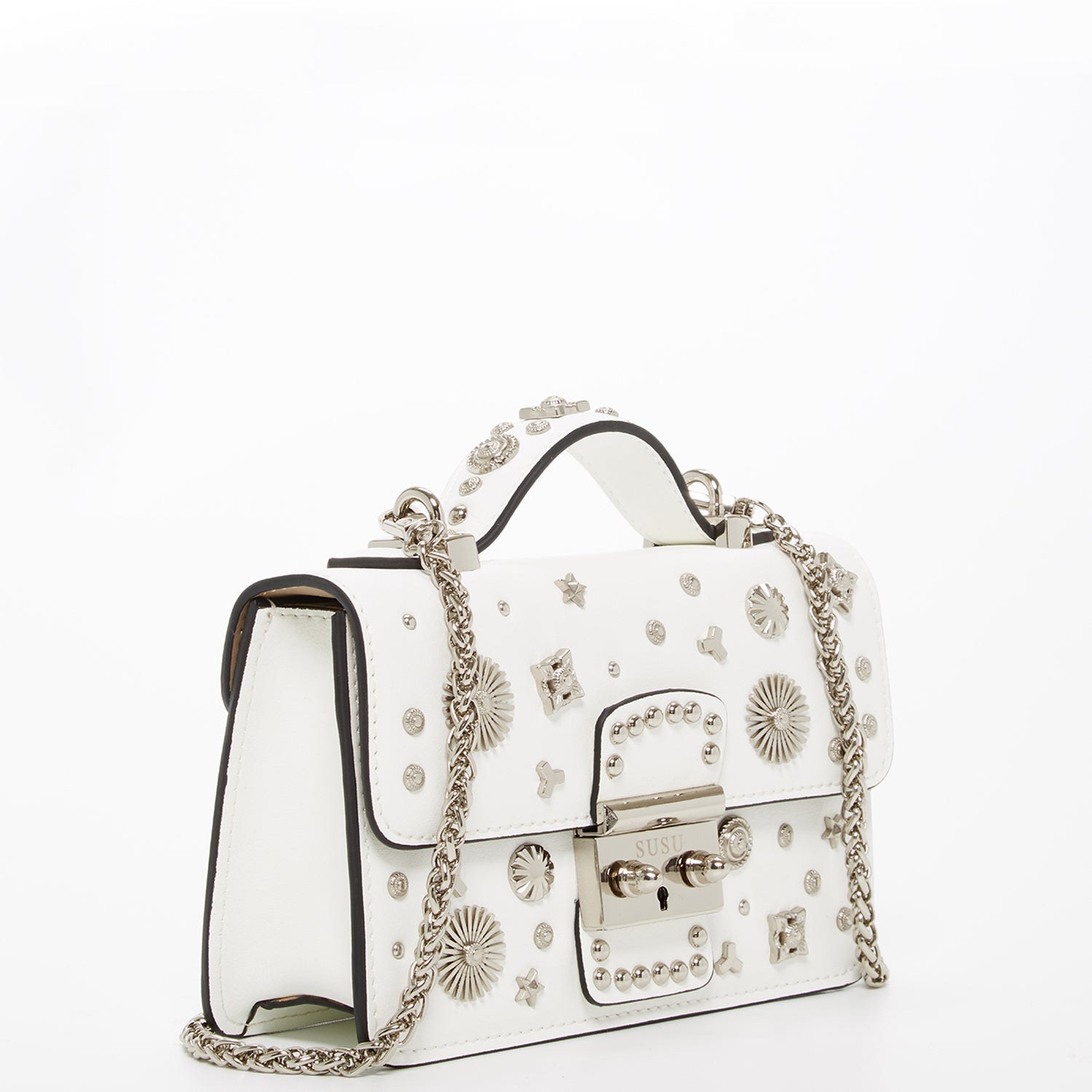 White Leather Crossbody Bag Small