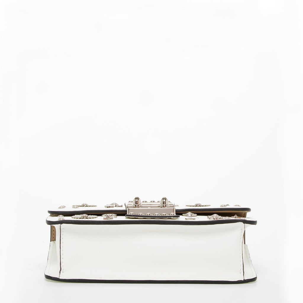 White Leather Crossbody Bag Small