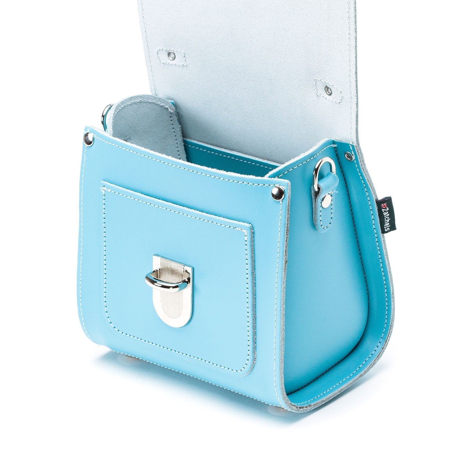 Handmade Leather Sugarcube Handbag - Pastel Baby Blue