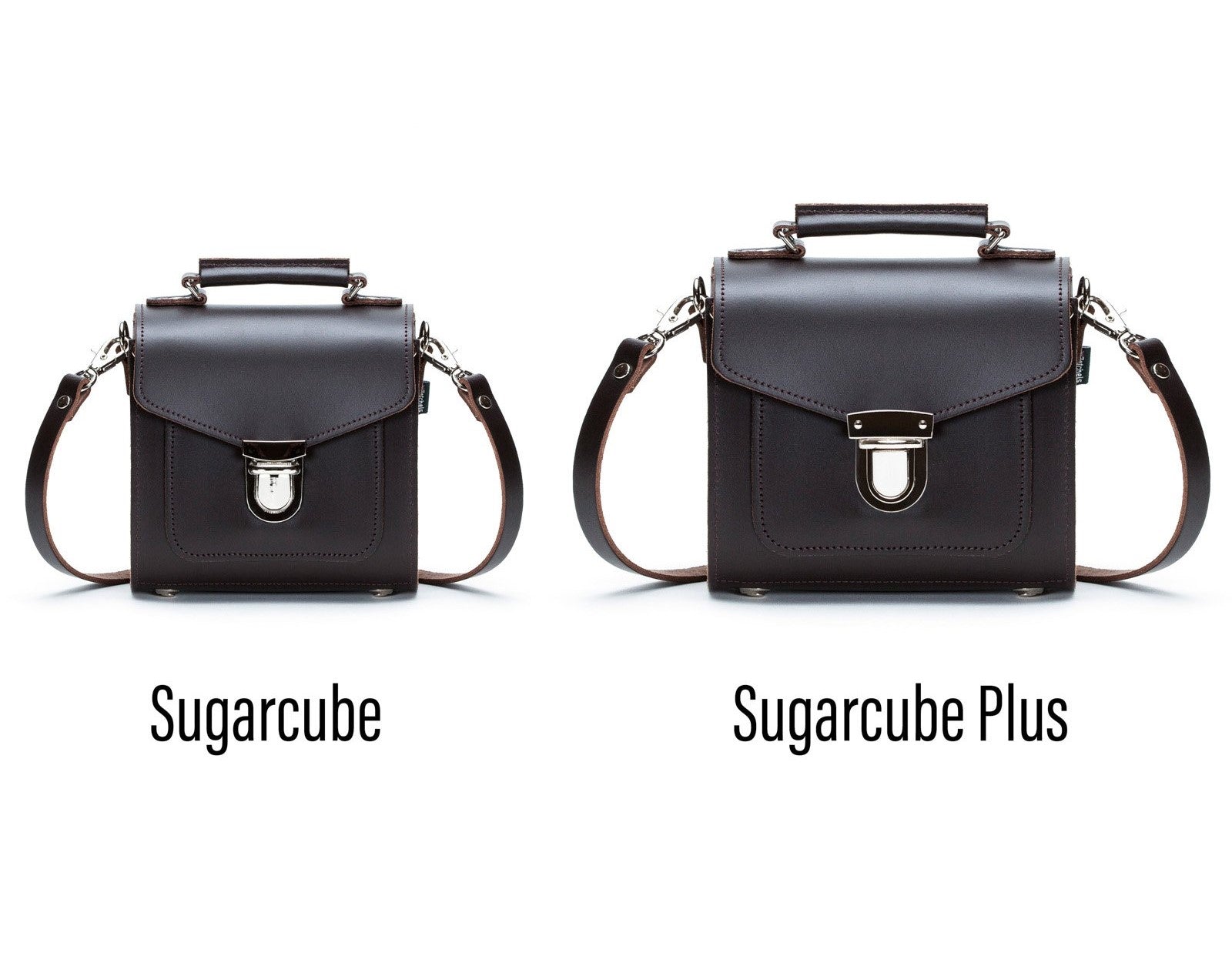 Handmade Leather Sugarcube Handbag - Dark Brown