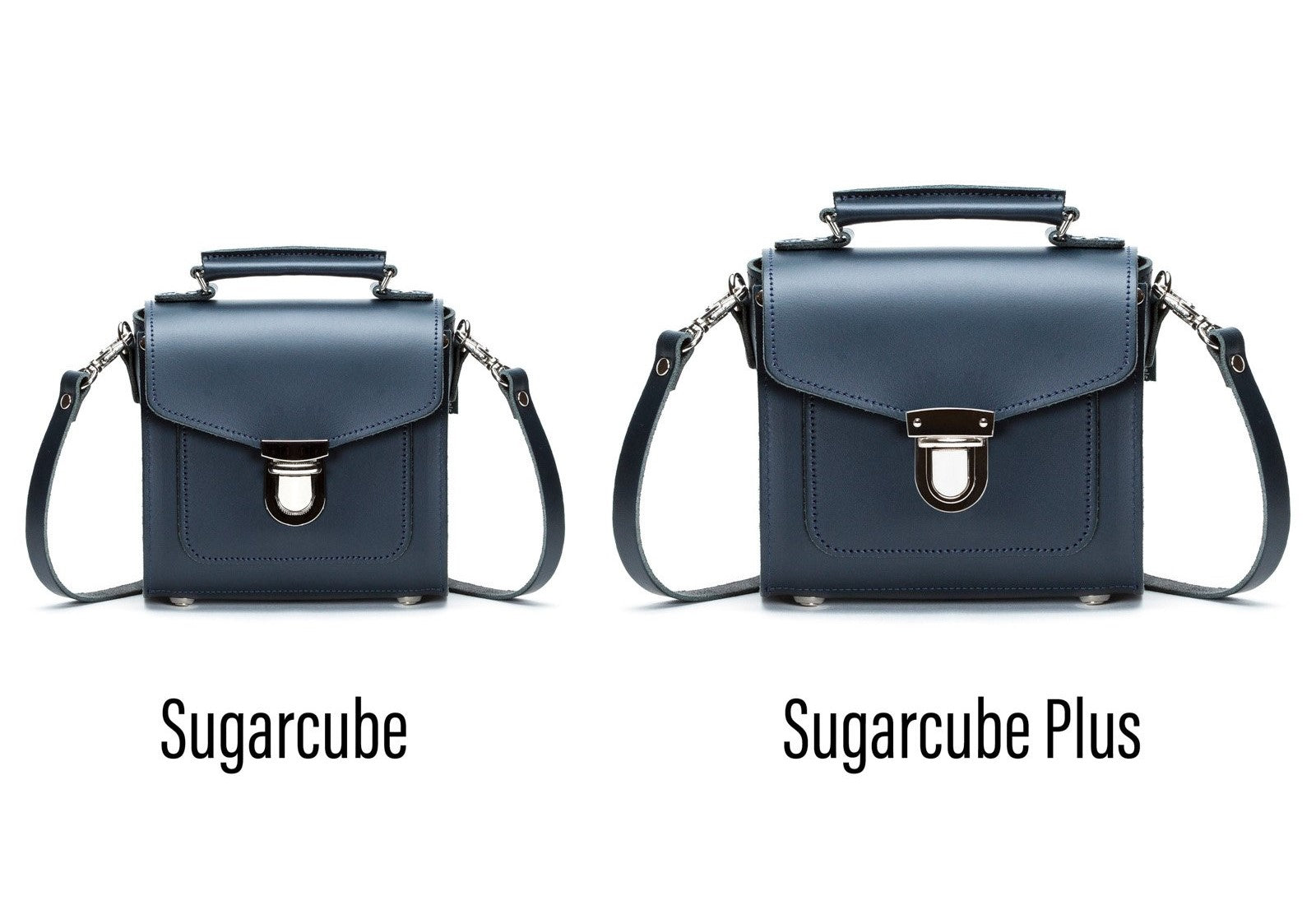 Handmade Leather Sugarcube Handbag - Navy