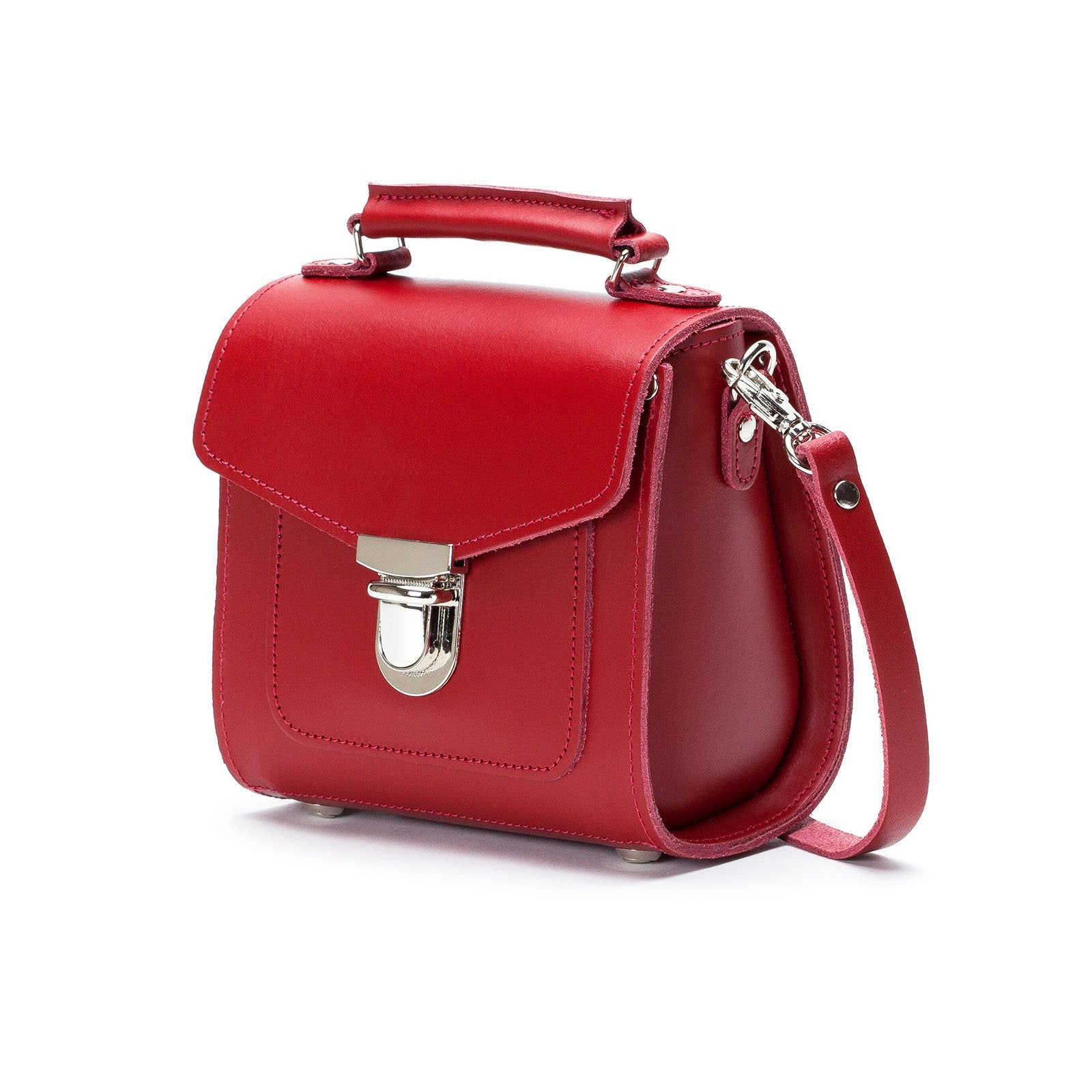 Handmade Leather Sugarcube Handbag - Red