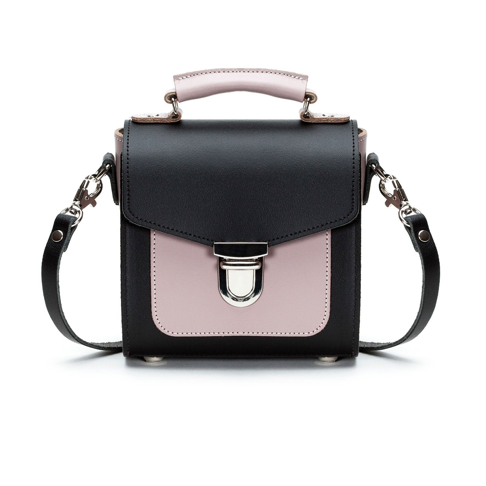 Handmade Leather Sugarcube Handbag - Rose Truffle