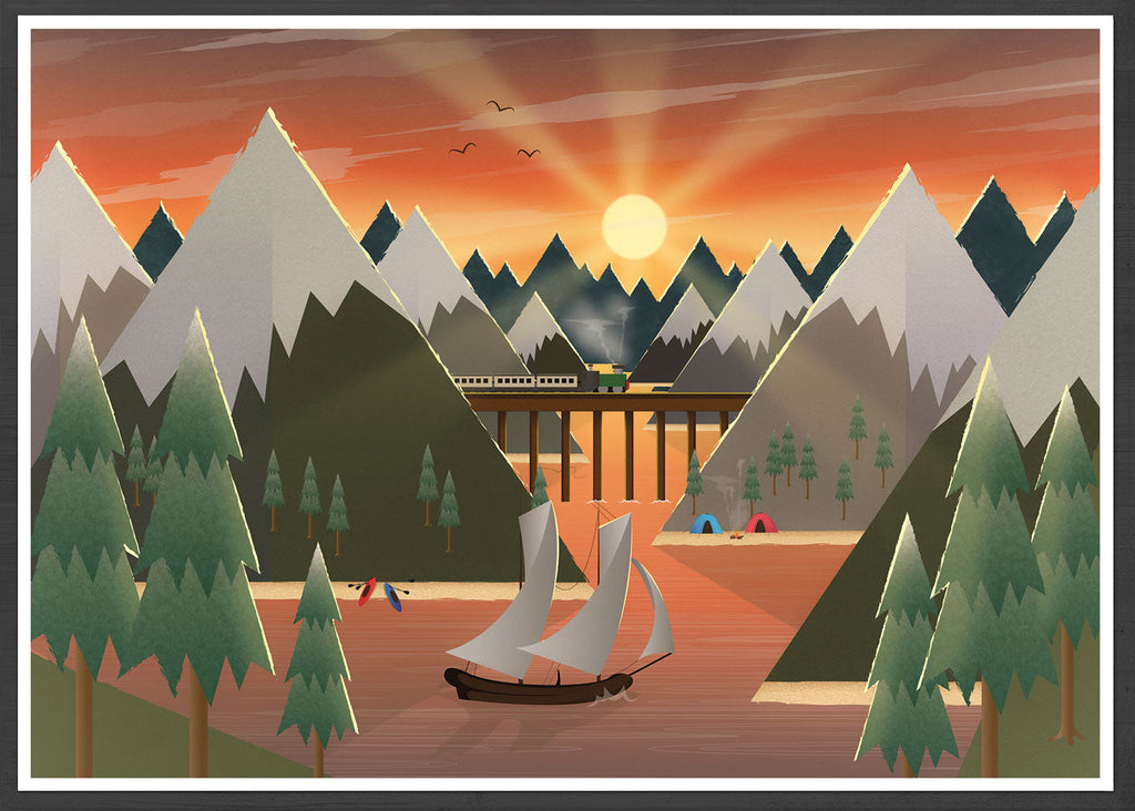 Sunset Lake Art for Kids