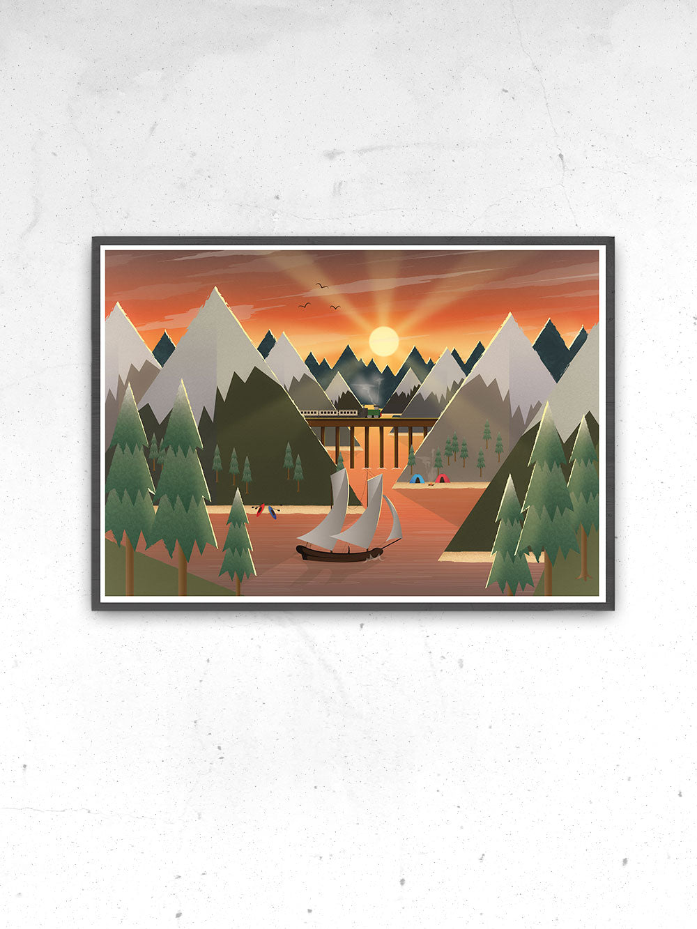 Sunset Lake Art for Kids