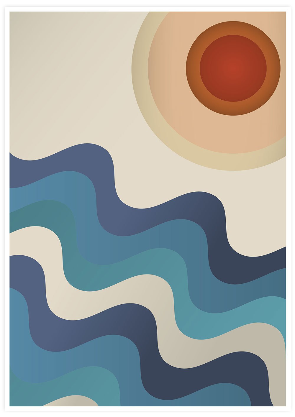 Sunshine Ocean Retro Art Print
