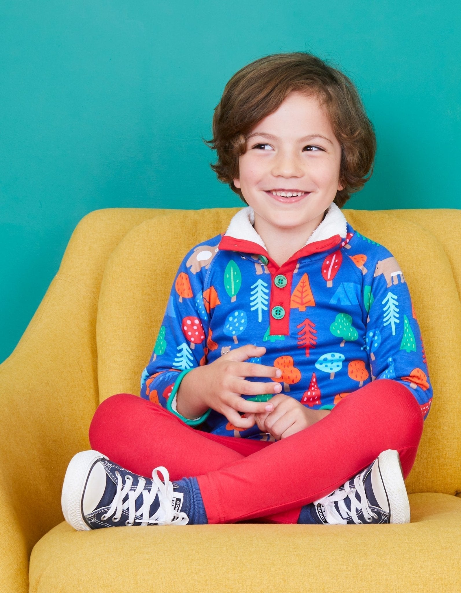 Organic Camping Bear Cosy Fleece Sweatshirt for Kids