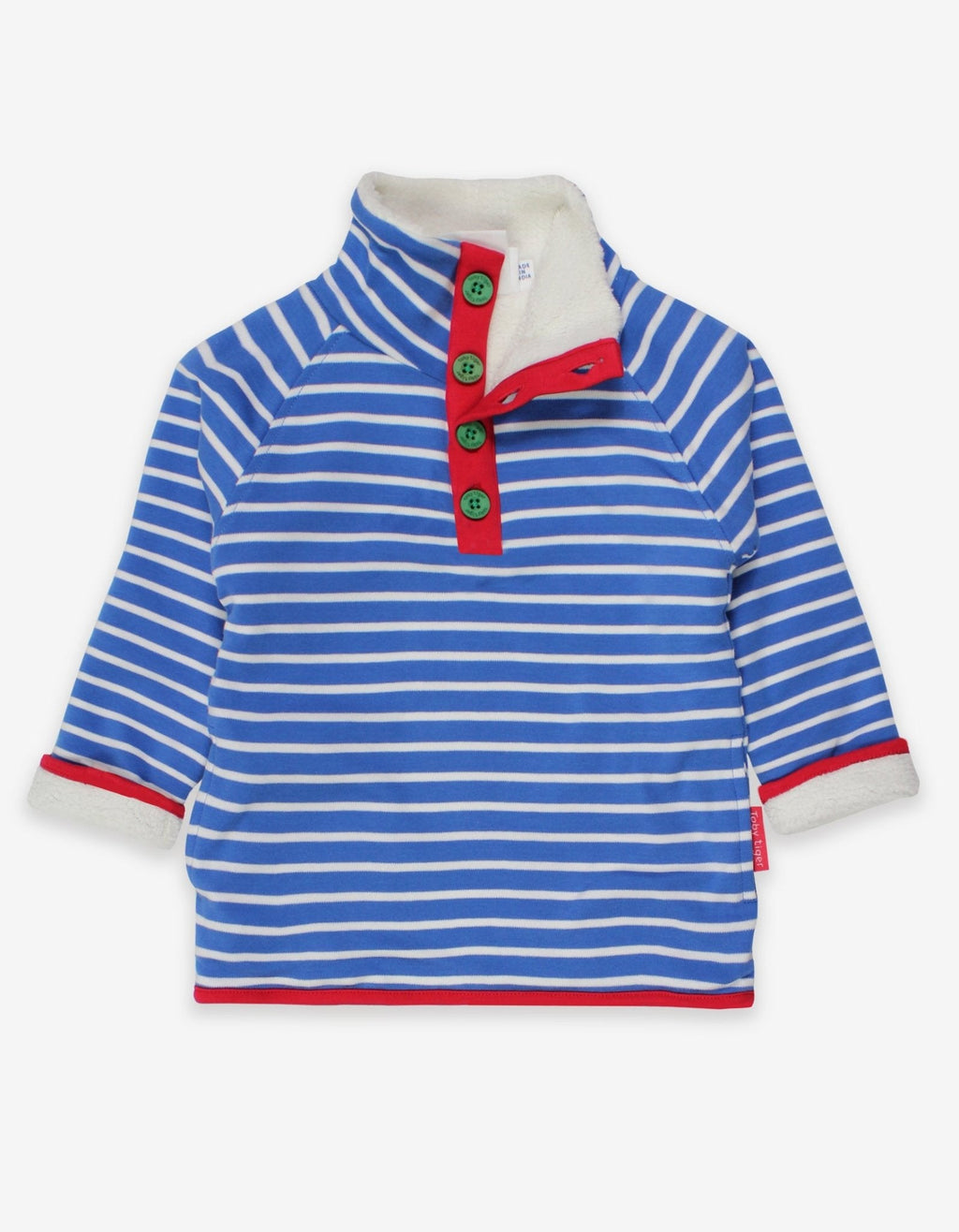 Organic Blue Breton Cosy Fleece Sweatshirt for Kids