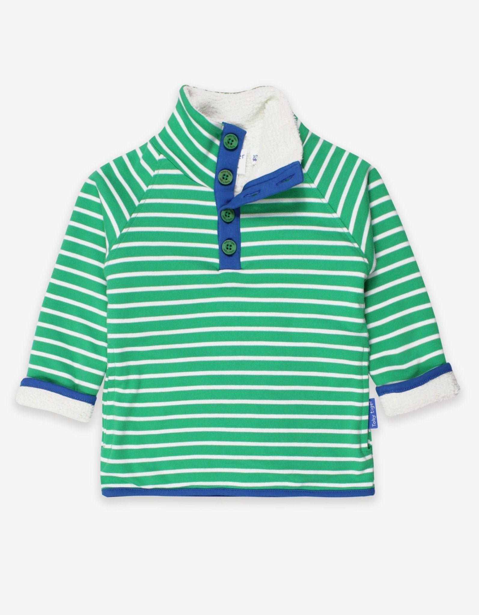 Organic Green Breton Cosy Fleece Sweatshirt for Kids