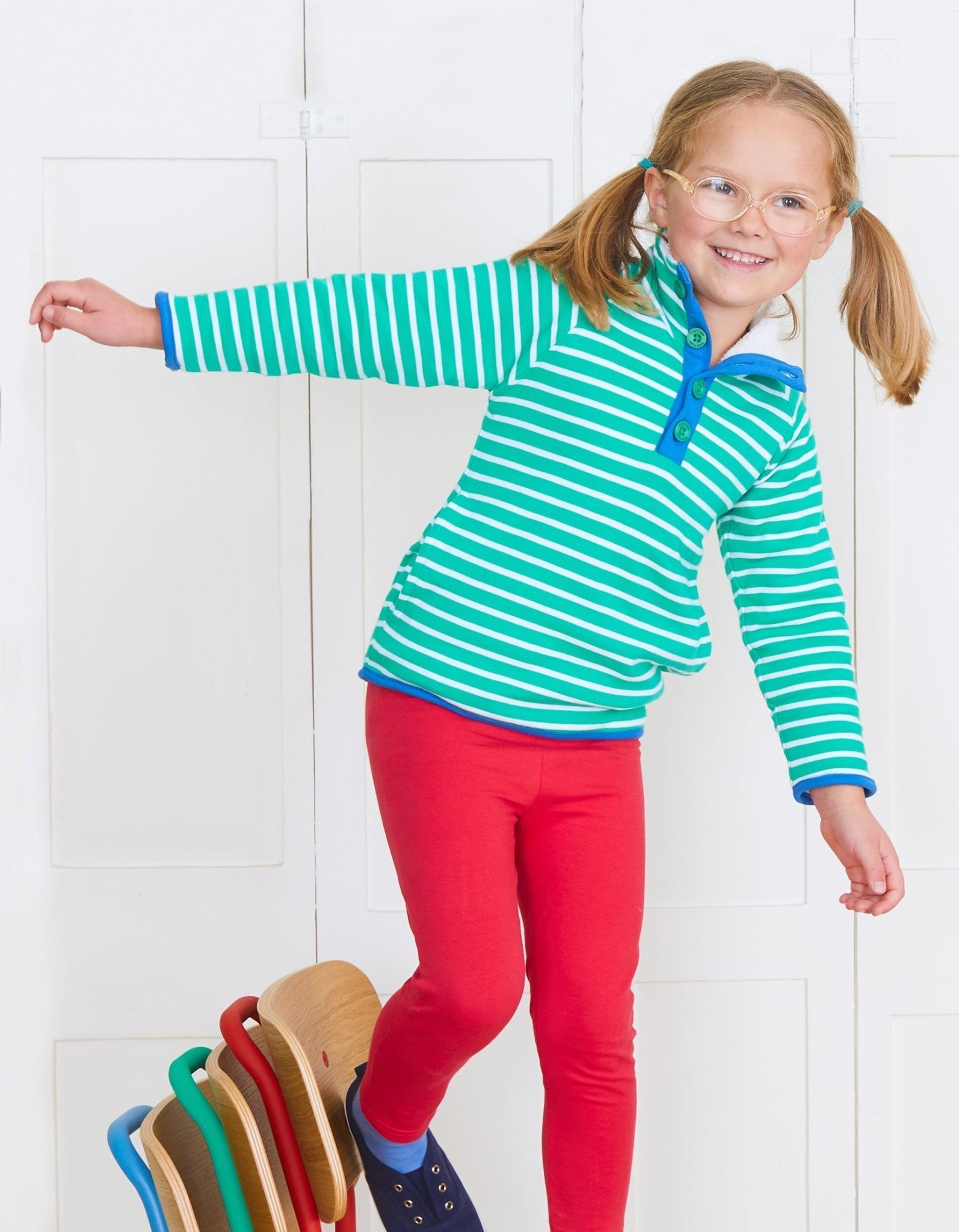 Organic Green Breton Cosy Fleece Sweatshirt for Kids