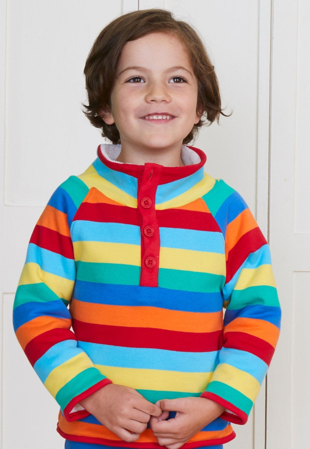 Organic Multi Stripe Cosy Fleece Sweatshirt for Kids