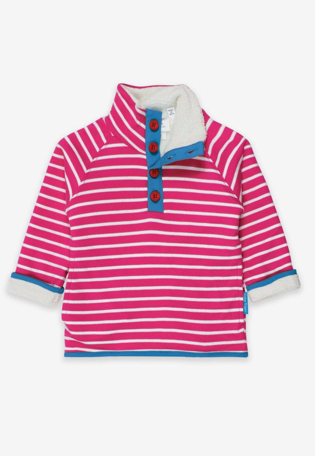 Organic Pink Breton Cosy Fleece Sweatshirt for Kids