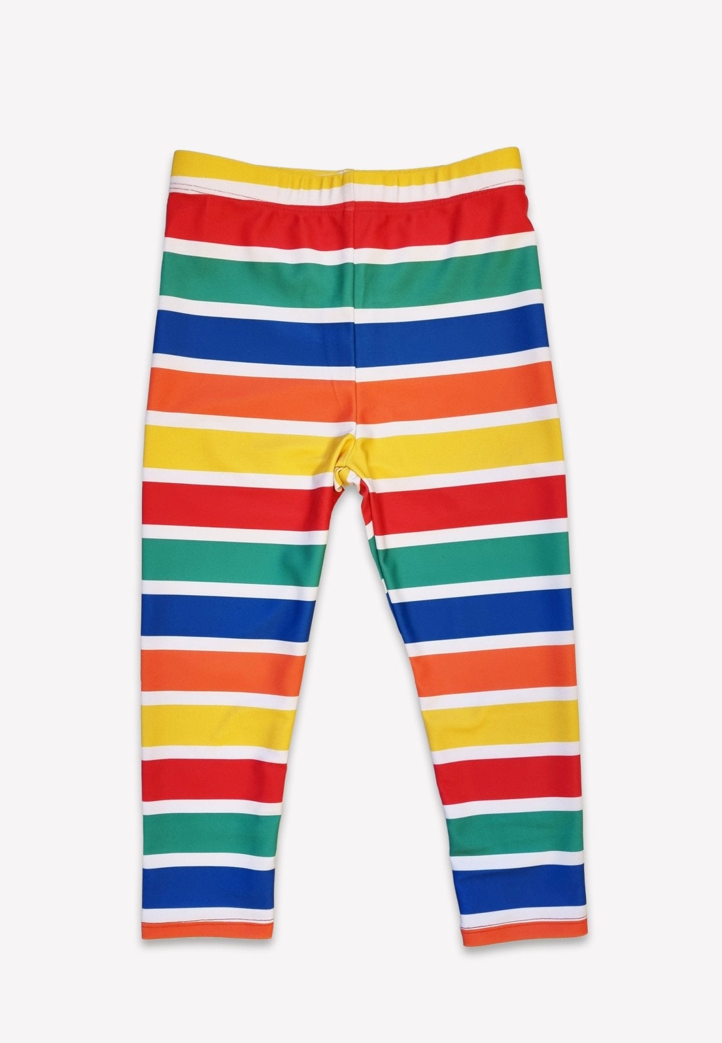 Happy Stripe Print Kids Swim Leggings