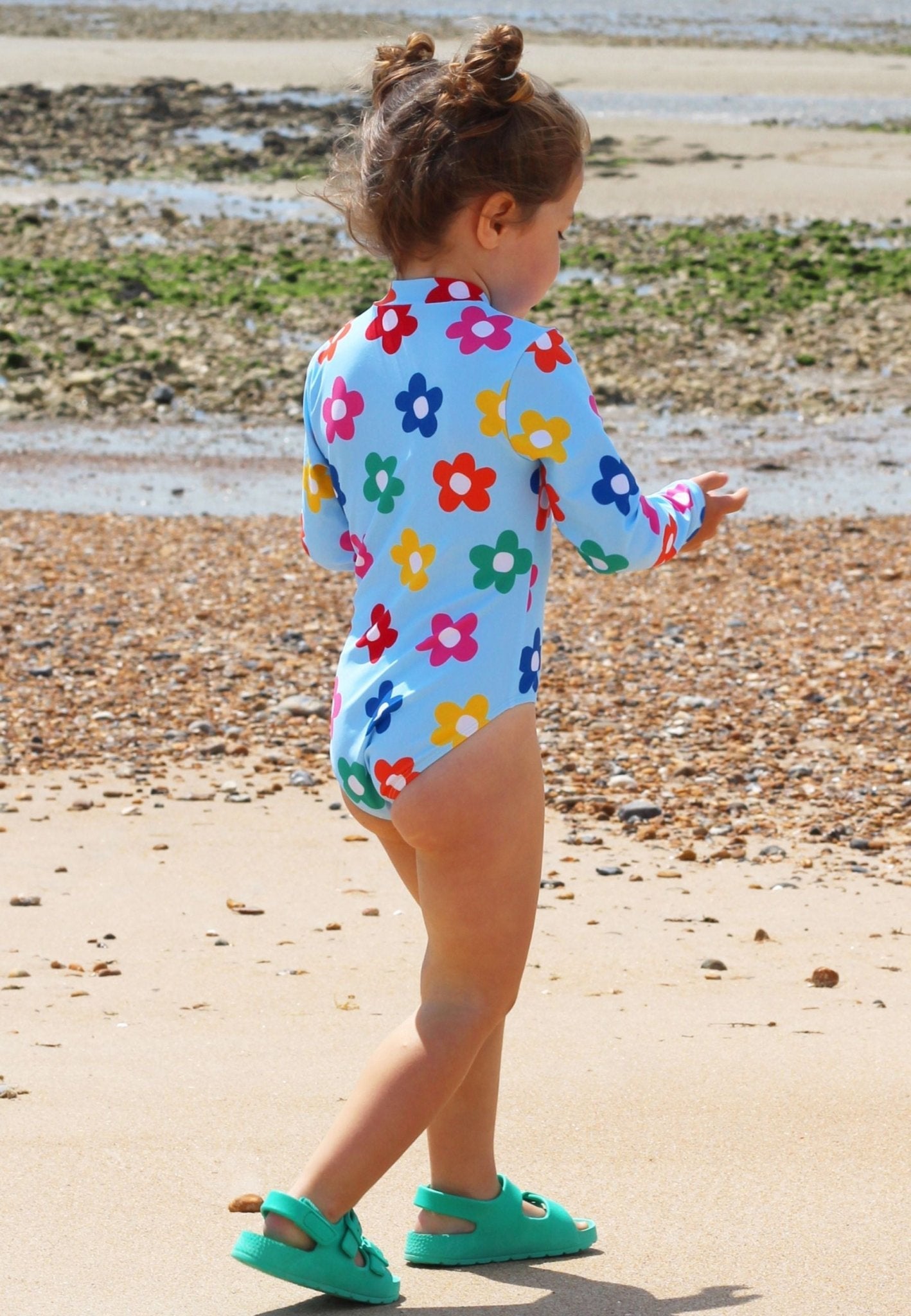 Rainbow Bloom Long Sleeve Kids Swimsuit