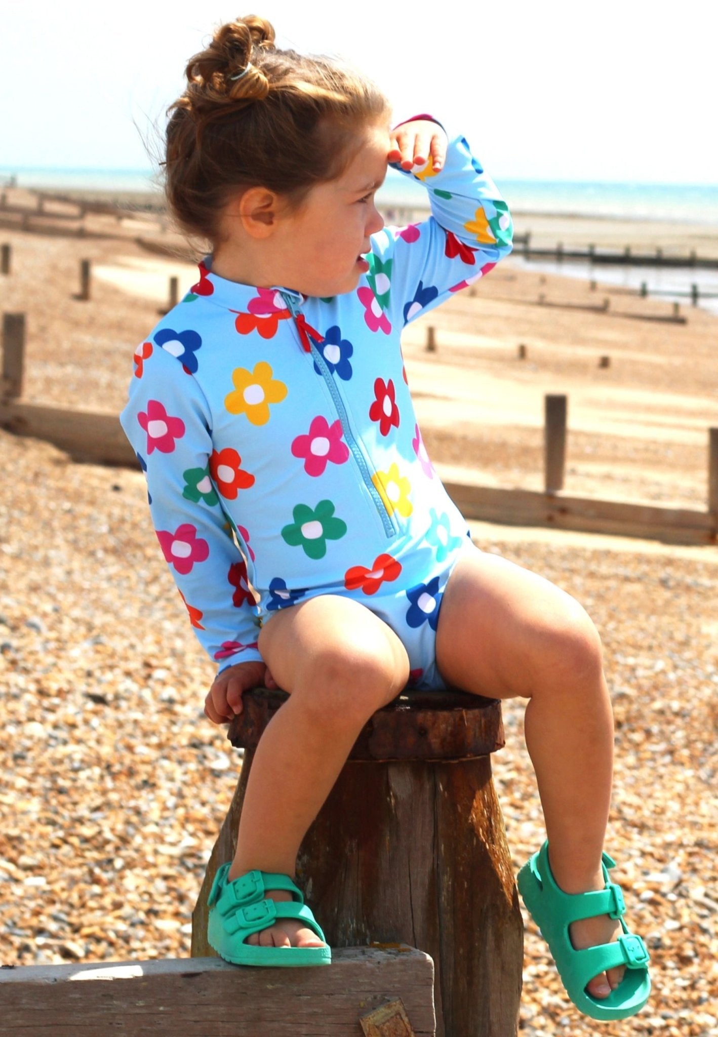 Rainbow Bloom Long Sleeve Kids Swimsuit