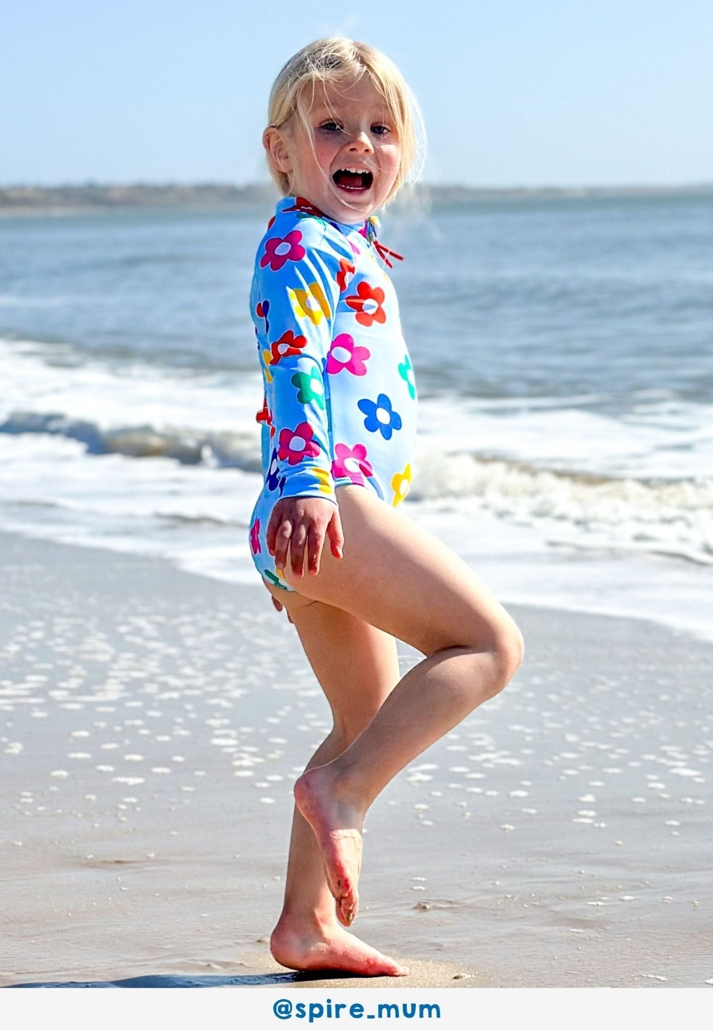 Rainbow Bloom Long Sleeve Kids Swimsuit