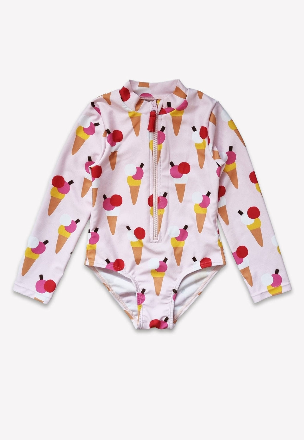 Ice Cream Cones Print Long Sleeved Kids Swimsuit