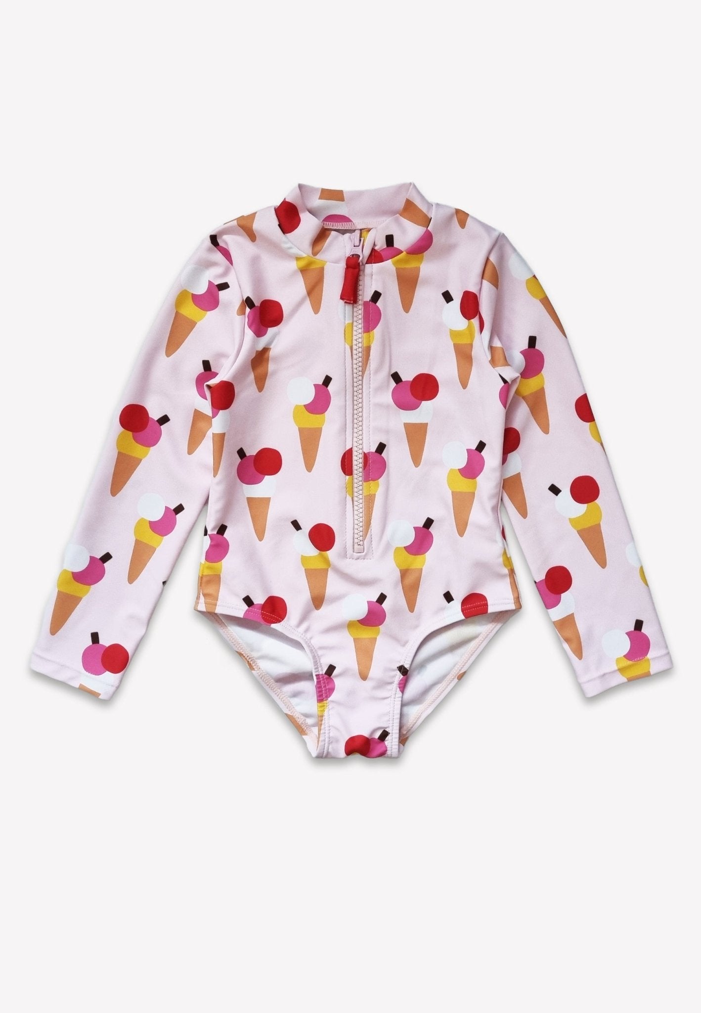 Ice Cream Cones Print Long Sleeved Kids Swimsuit