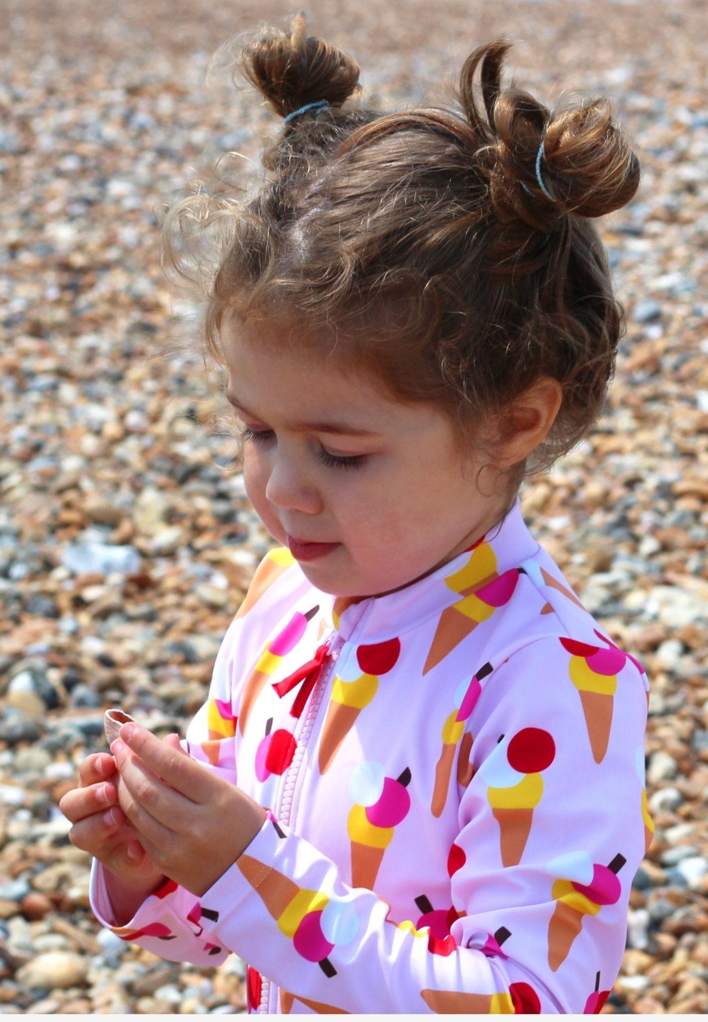 Ice Cream Cones Print Long Sleeved Kids Swimsuit