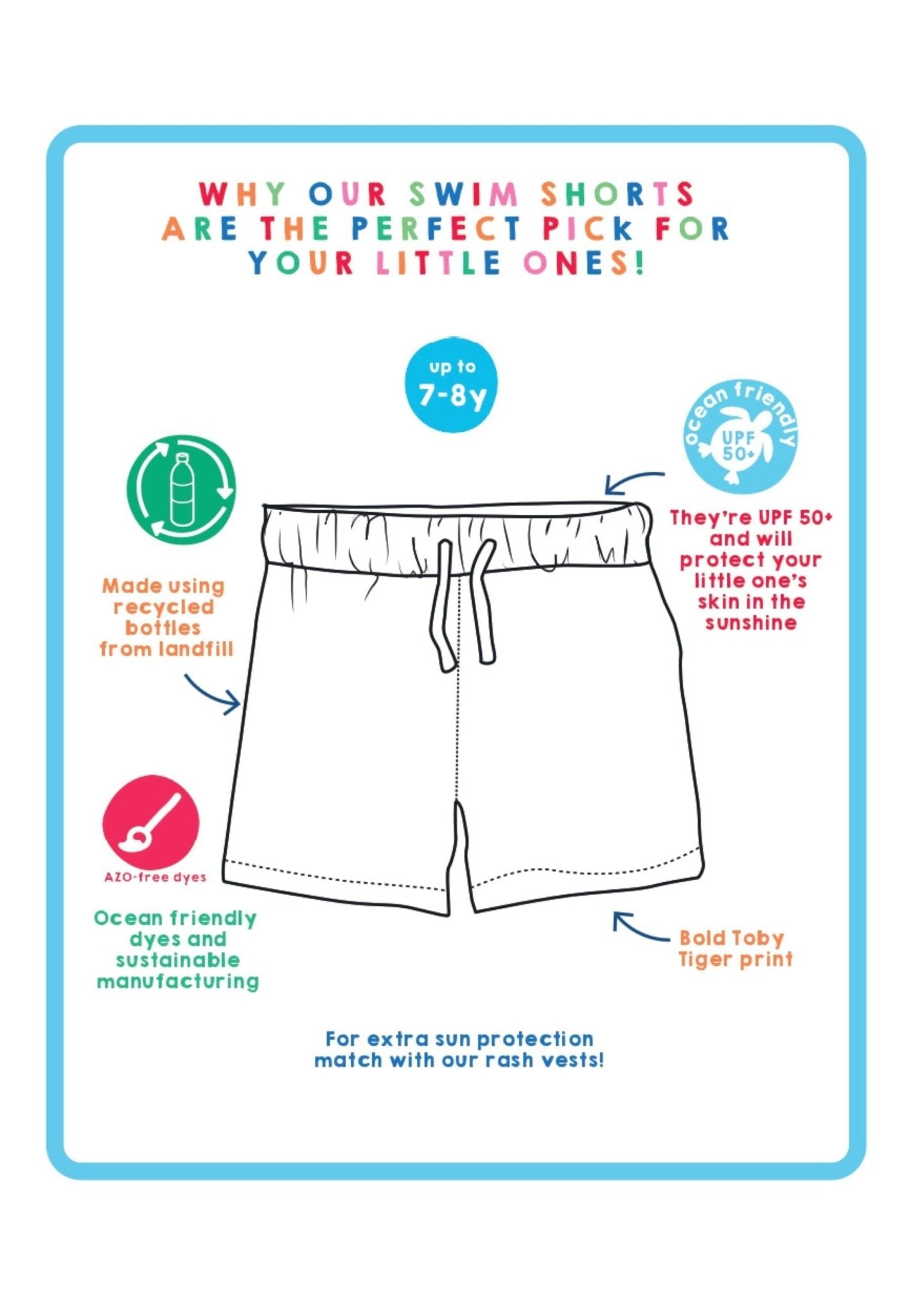 Happy Stripe Print Kids Swim Shorts