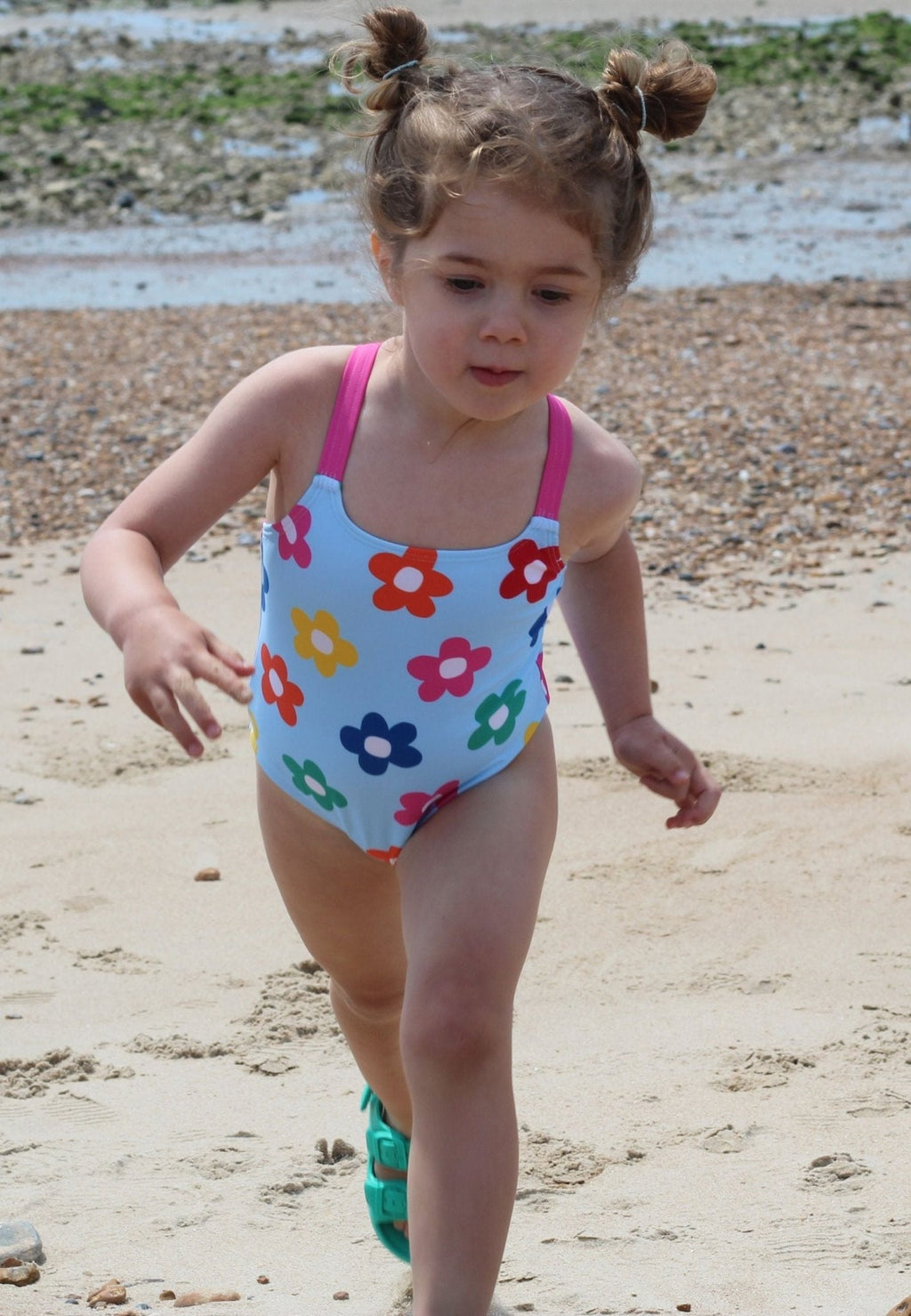 Rainbow Bloom Print Kids Swimsuit