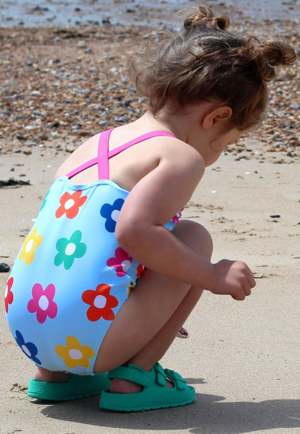 Rainbow Bloom Print Kids Swimsuit