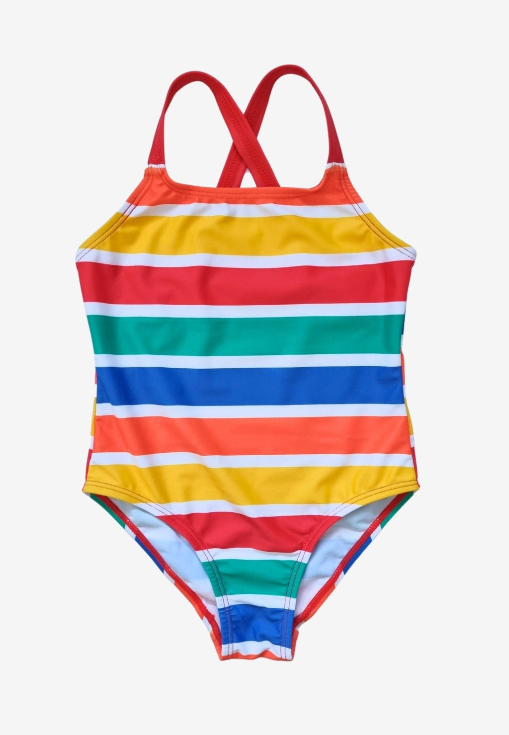 Happy Stripe Print Kids Swimsuit