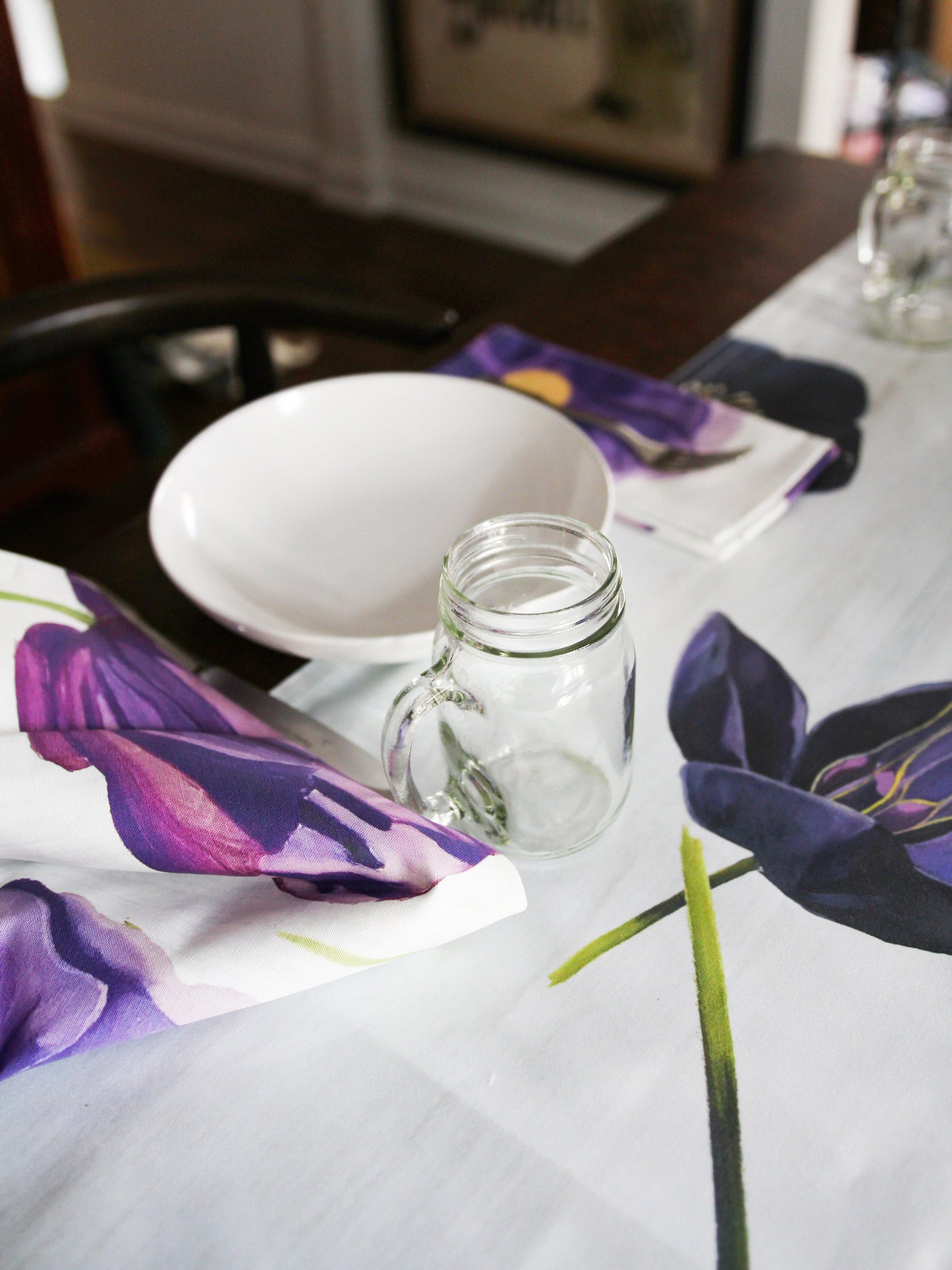 Black Hellebore Table Runner on Snow