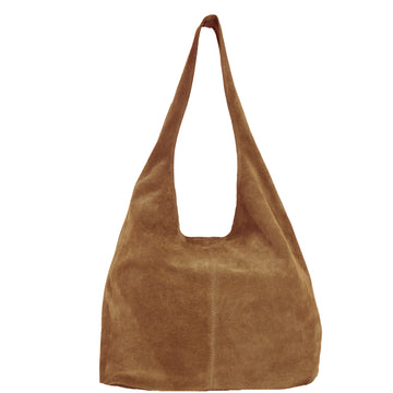 Tan Suede Leather Hobo Boho Shoulder Bag Brix and Bailey Ethical Bag Brand