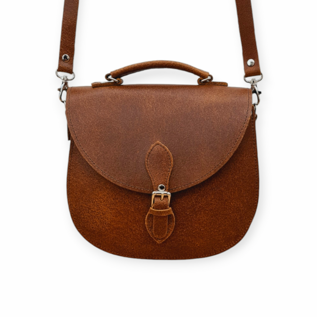 Handmade Tan Leather Saddle Bag