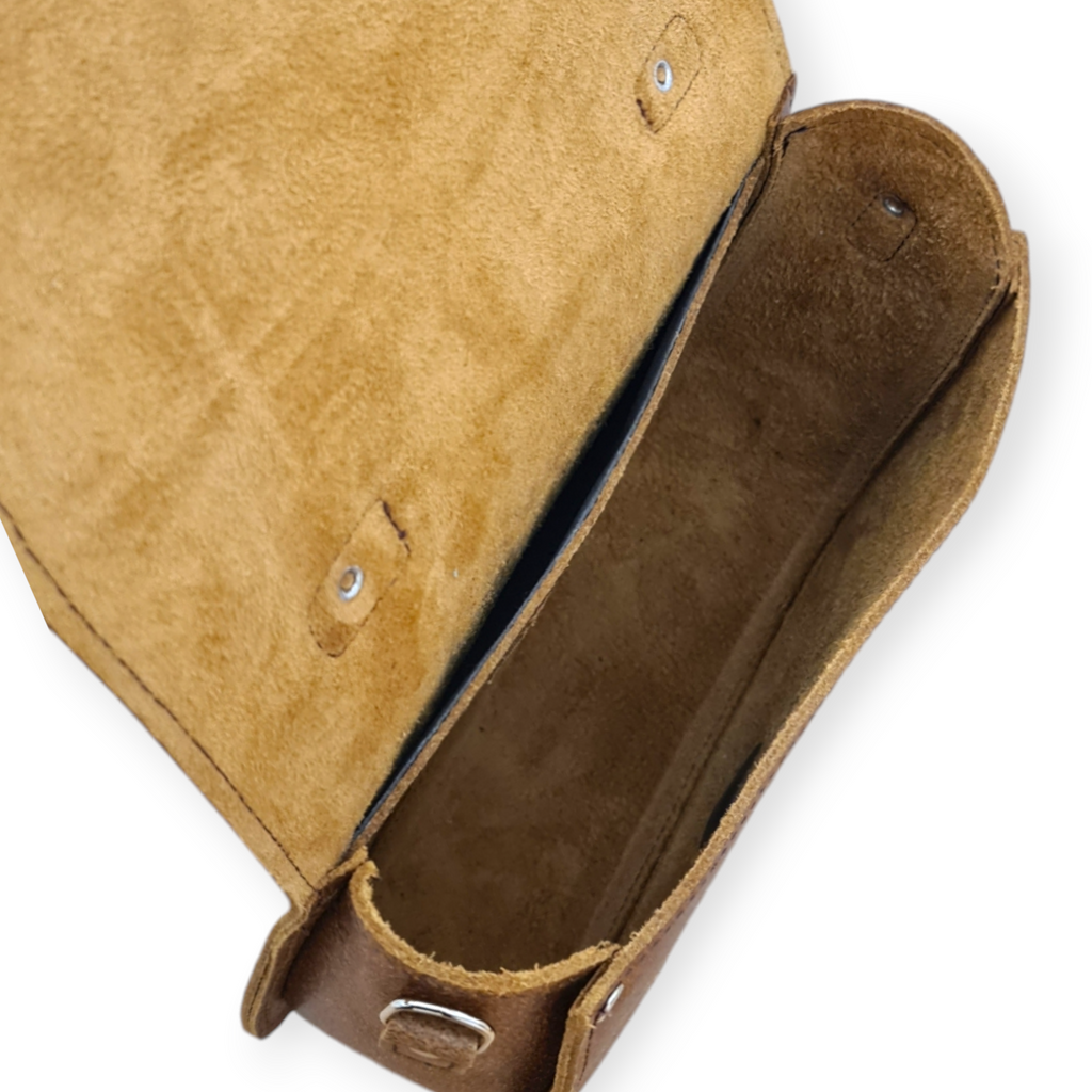 Handmade Tan Leather Saddle Bag