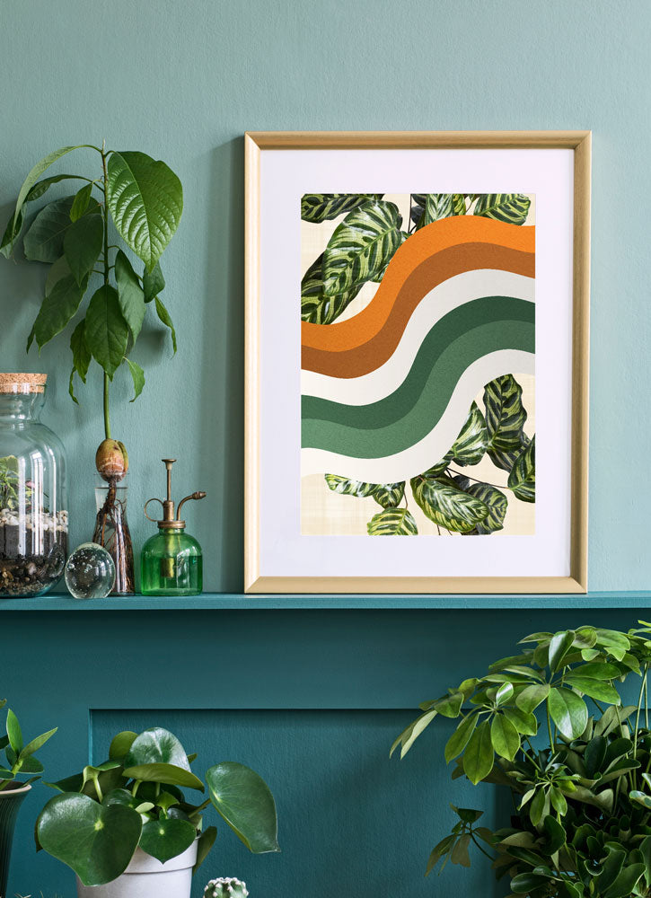 Tangerine Waves Funky Abstract Print