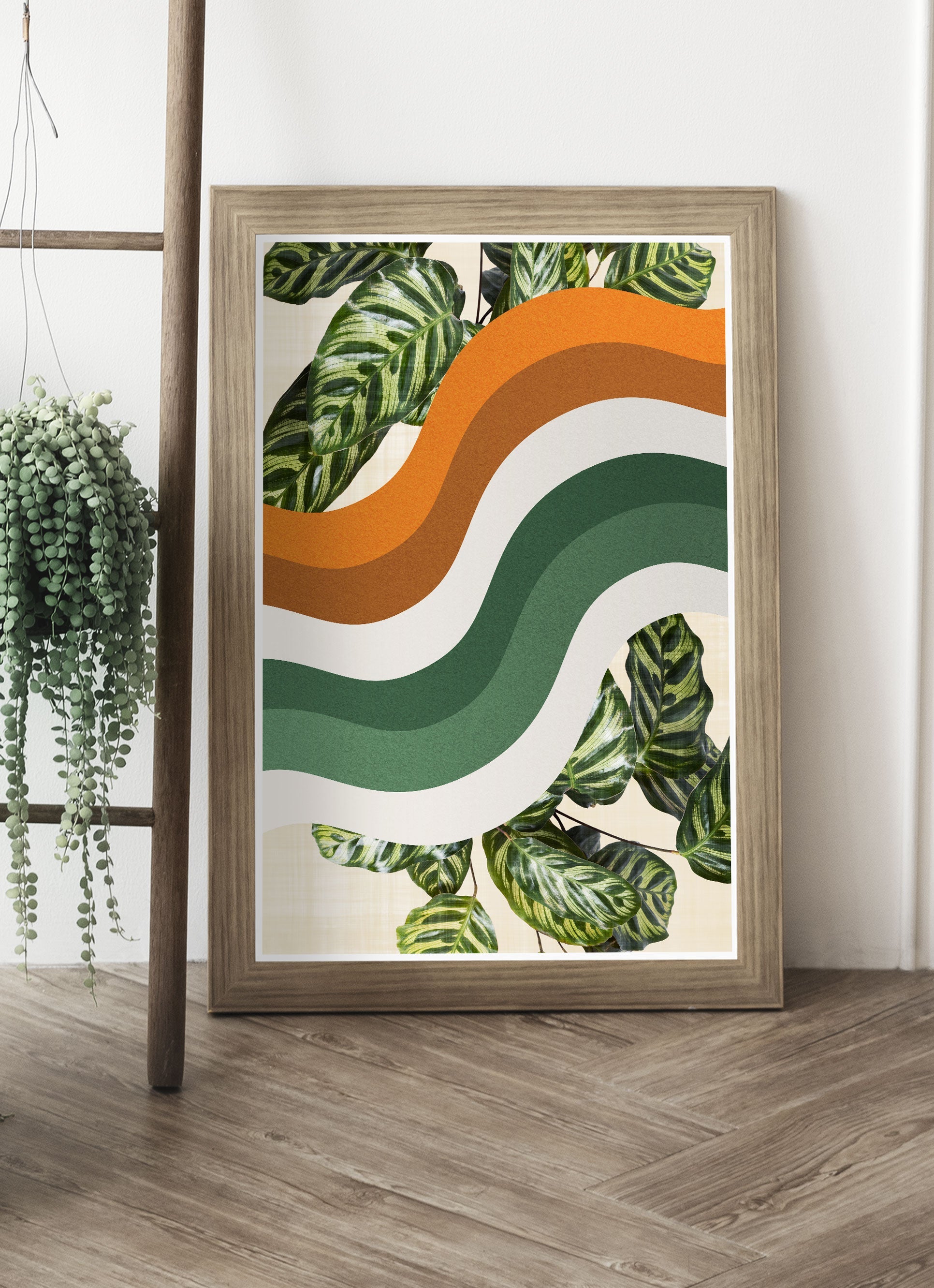 Tangerine Waves Funky Abstract Print