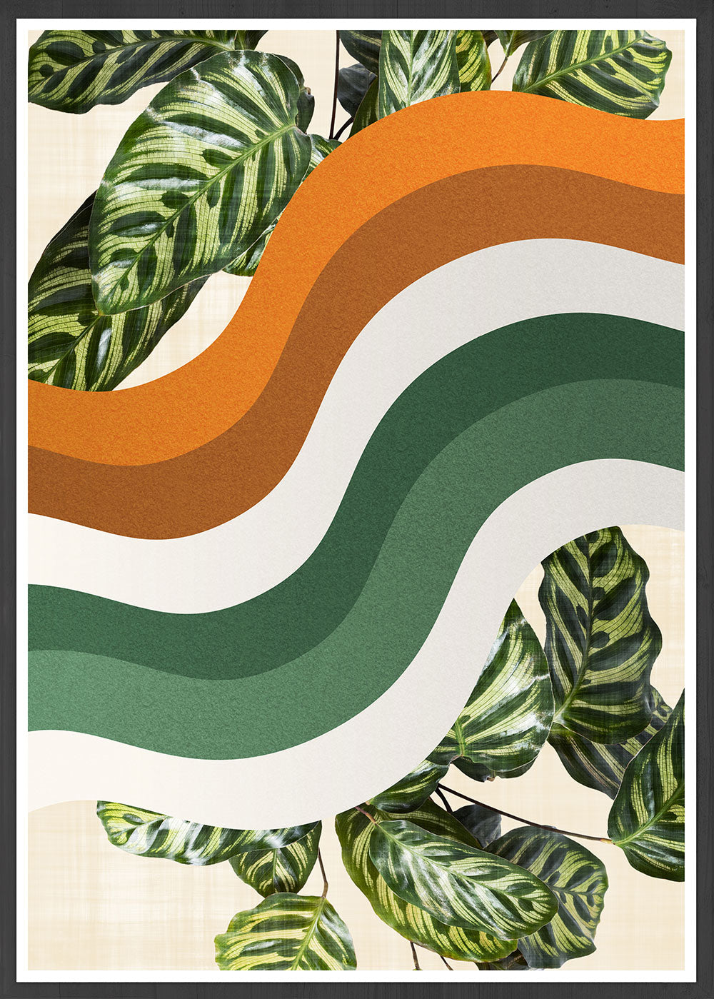 Tangerine Waves Funky Abstract Print