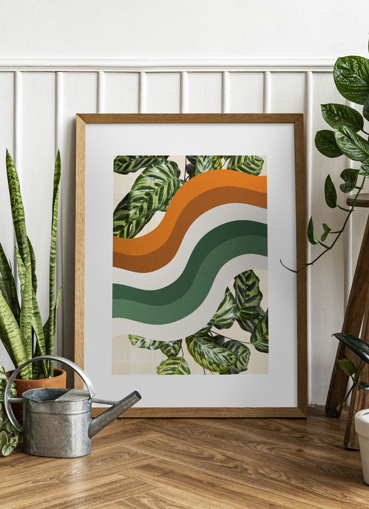 Tangerine Waves Funky Abstract Print