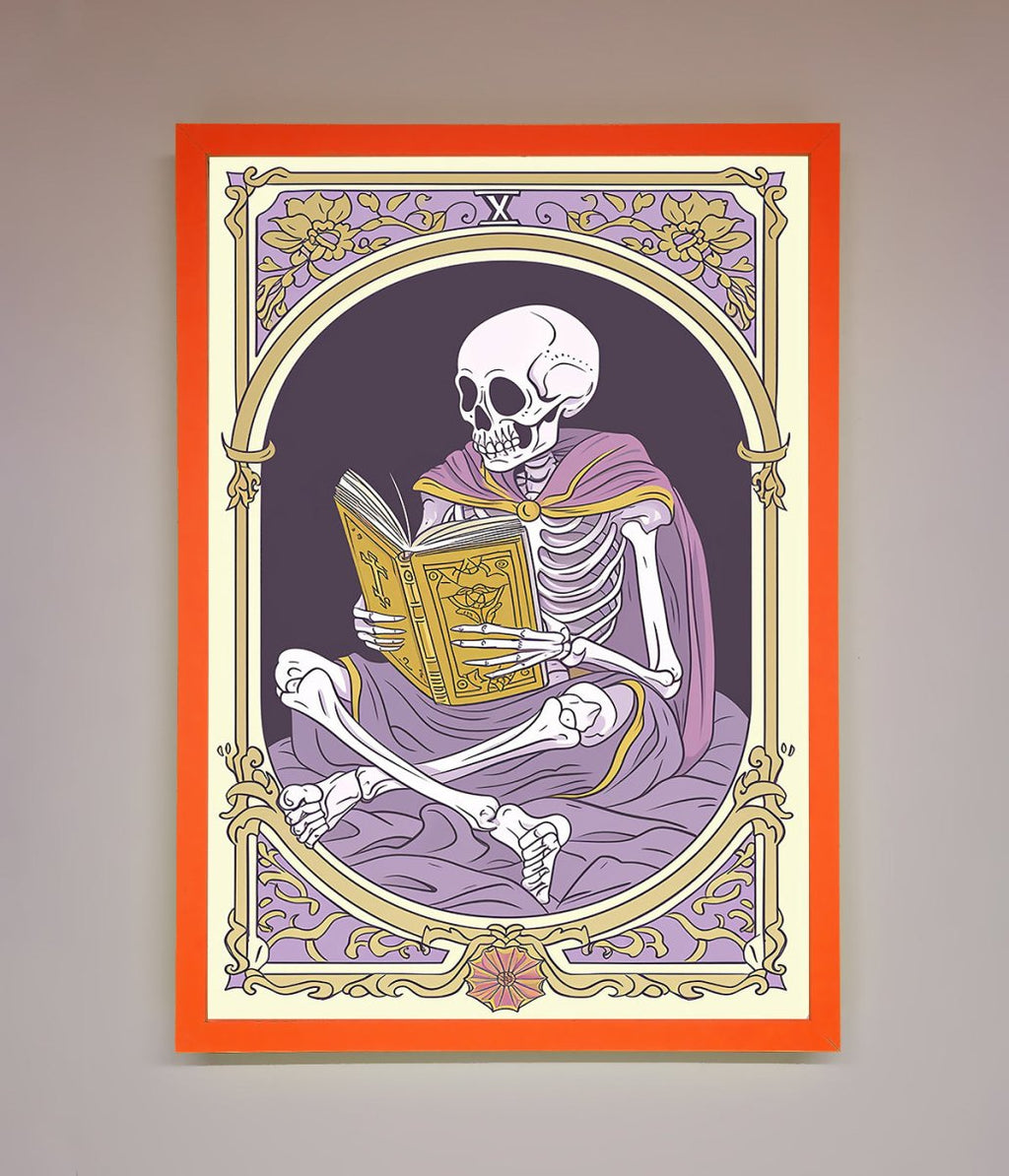 Tarot Skeleton Reader Framed Print