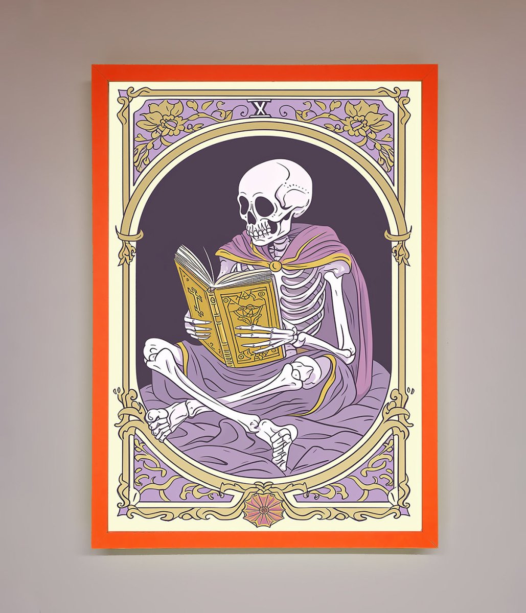 Tarot Skeleton Reader Framed Print